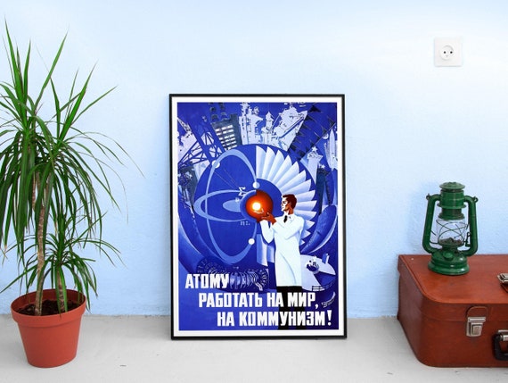 Soviet science, USSR 1970 — Soviet retro poster, science poster, soviet vintage art, soviet propaganda, propaganda poster