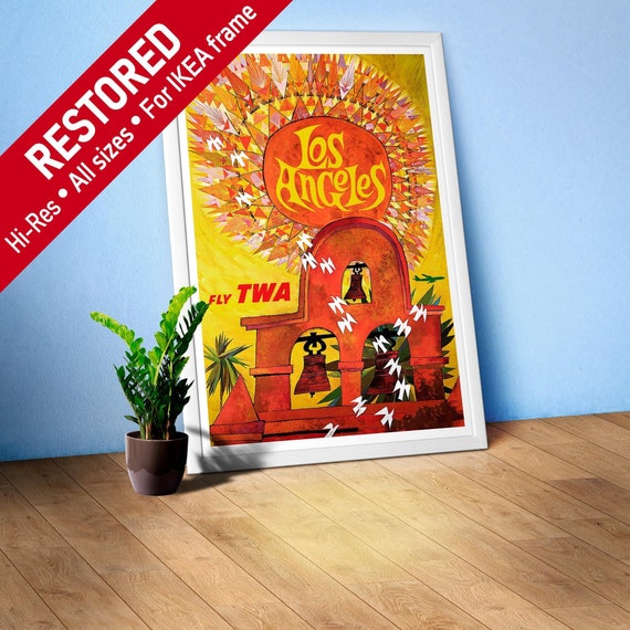 Los Angeles, USA, TWA 1950s — retro vintage travel poster, retro travel art, retro travel wall art