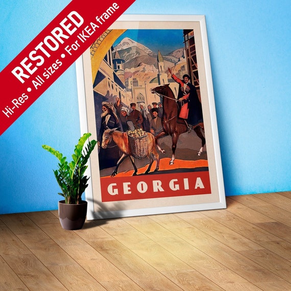 Georgia/Sakartvelo/საქართველო, 1930s — retro travel poster, vintage travel art, retro travel wall art