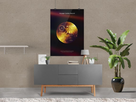 NASA Voyager 1 Golden Record with Pale Blue Dot — space poster, science poster, space wall decor, space art