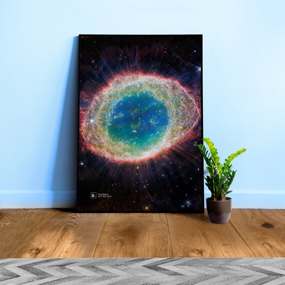 Ring Nebula (NIRCam Image), M57 / NGC 6720 (James Webb/JWST) — Space poster, science poster, space photo, space art, jwst picture