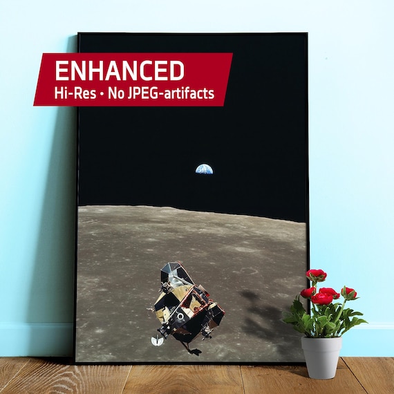 NASA Apollo 11: View of Moon (Earthrise), 1969 — Space poster. Space Iconic art photo, Science lovers wall decor