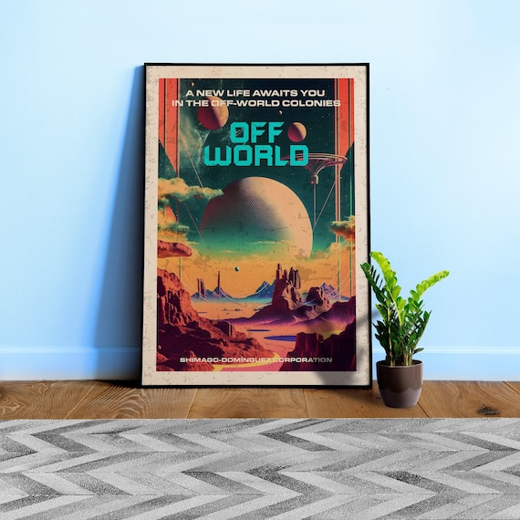Off-world Ad. Blade Runner, Shimago-Dominguez Corporation — Vintage space poster, retro space art, propaganda poster, movie poster