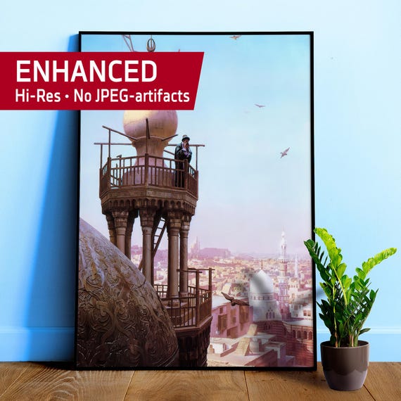 A Muezzin Calling, 1879 Jean-Léon Gérôme – Minaret Prayer Scene poster / Islamic Wall Art, Orientalist Print, Rare Muslim Poster,Middle East