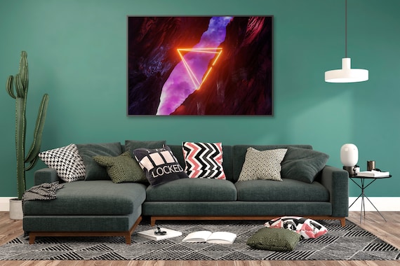 Neon landscape: Triangle [vaporwave/cyberpunk] — aesthetic neon poster, retrowave art print, vaporwave sci-fi, neon gamer wall decor