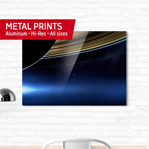 Pale Blue Dot metal wall art • Cassini mission, Saturn's rings and Earth, 2013 — Metal prints. Space poster, science poster, wall decor
