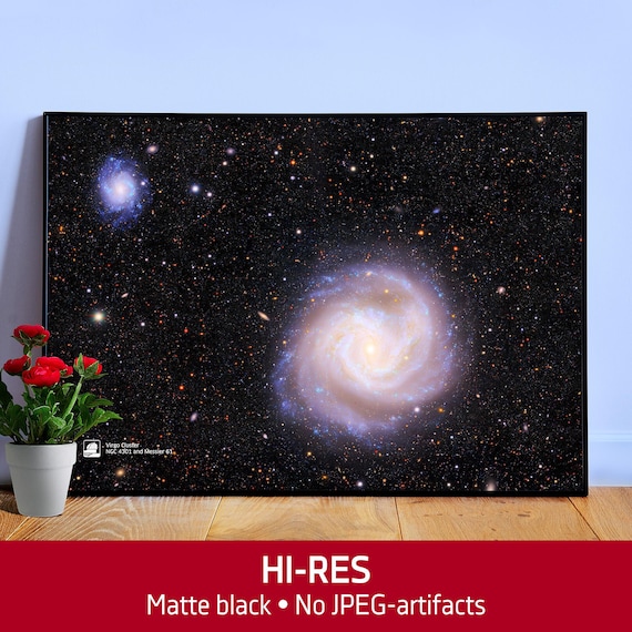 Virgo Cluster Poster – NGC 4301 and Messier 61 Print. Vera C. Rubin Observatory, Deep Space Wall Art, 2025 Galaxy Decor
