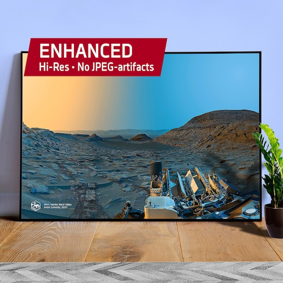 NASA Curiosity 2023, Mars, Marker Band Valley — Space poster. Hi-Res photo poster, Mars poster, Mars panoramic photo, space gifts