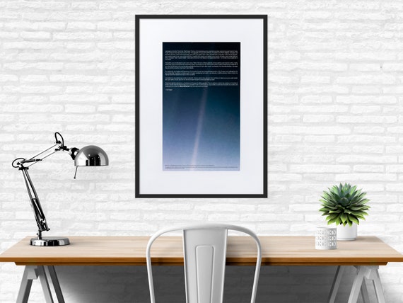Pale Blue Dot poster, Carl Sagan, NASA Voyager 1 (2020 revis.) with quote — Matte paper framed poster with mat. Space poster, science poster