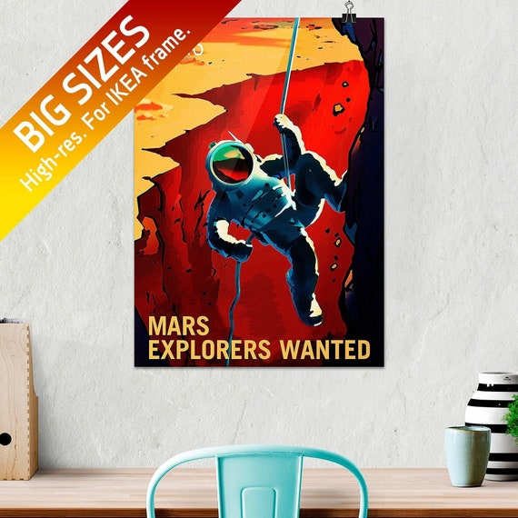 NASA Mars vintage: Mars explorers wanted — retro space poster, science print, vintage space art, retro sci-fi, retrofuturism poster