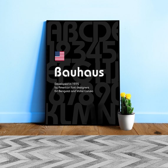 Bauhaus font, 1975 — design typography poster, abstract print, aesthetic art poster, modern poster, typography wall decor, 1950s poster