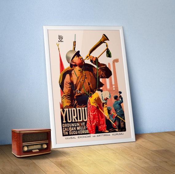 Turkey, 1940s — Turkish vintage poster, Mustafa Kemal Ataturk poster, propaganda poster