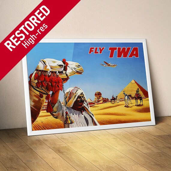Egypt, TWA 1950 — retro vintage travel poster, retro travel art, retro travel wall art