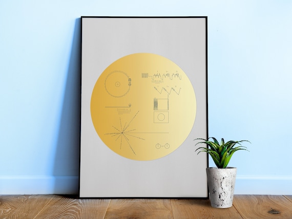 NASA Voyager 1 Golden Record (White background) — space poster, science poster, space wall decor, space art