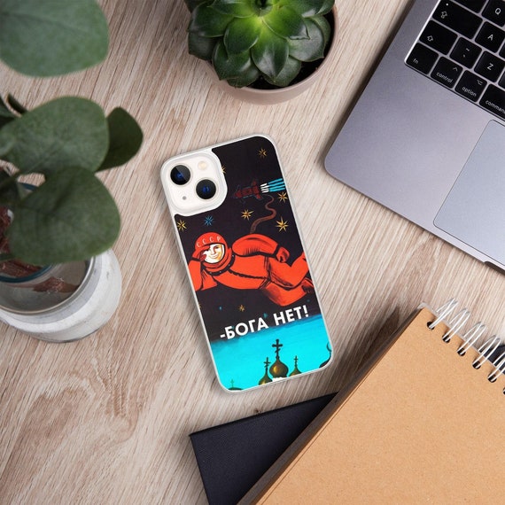 There's no god! / Бога Нет! 1960's USSR · Soviet vintage space poster — Space iPhone Case (iPhone 13/12/11 case). Soviet iPhone case.