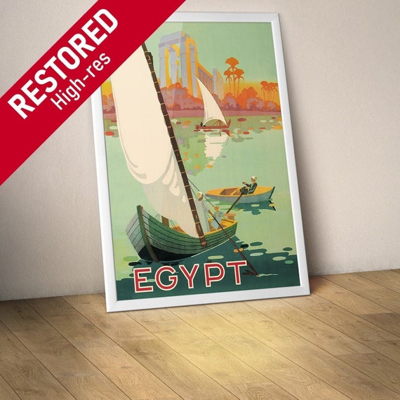 Egypt, The Nile River, 1930s — retro travel poster, vintage travel art, retro travel wall art