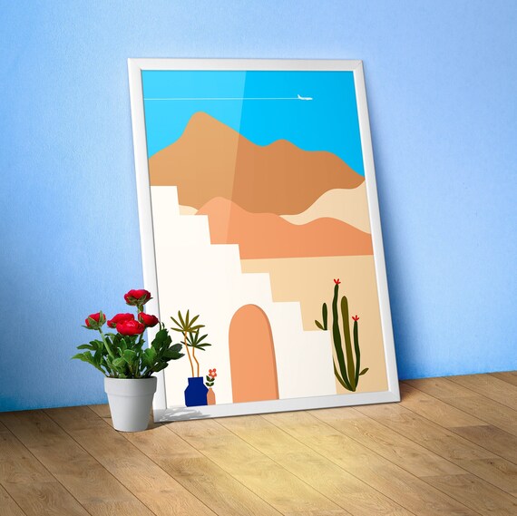 Boho travel poster Morocco/Tunisia/Egypt 1 – Abstract wall art, aesthetic boho decor, desert color print, modern minimalist home poster