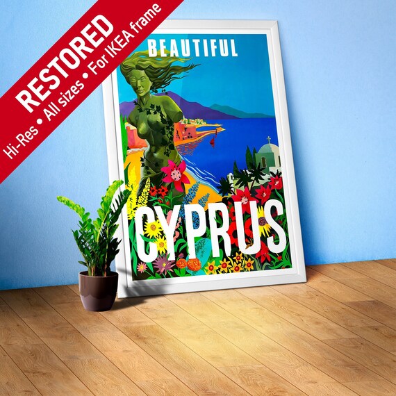 Beautiful Cyprus, Nicosia, 1960s — retro vintage travel poster, retro travel art, retro travel wall art