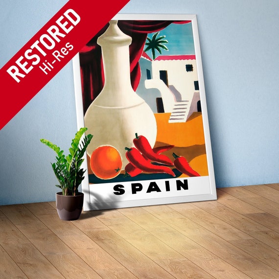 Spain, 1970s — retro vintage travel poster, retro travel art, retro travel wall art