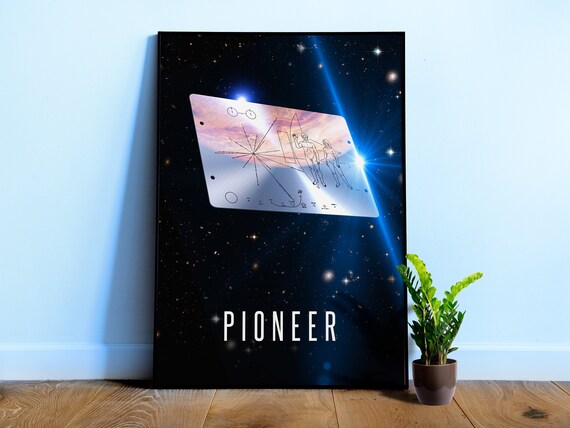 NASA Pioneer 10 plaque, 3D — Space poster, science print, space wall decor, space art, science gifts, nerdy gifts