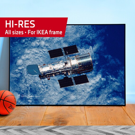 Hubble Space Poster — 2002 Earth orbit NASA photo, retro space photography print, astronomy telescope wall art, space poster