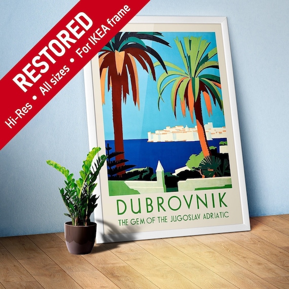 Dubrovnik, Yugoslavia. The Gem of the Jugoslav Adriatic, 1930s — retro vintage travel poster, retro travel art, art deco, art deco poster