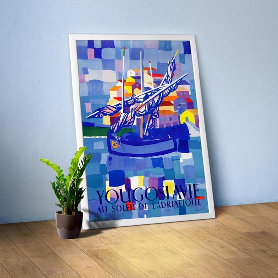 Yugoslavia. The sunny Adriatic/Yougoslavie. Au soleil d'adriatique (French version, 1953) — retro travel poster, 1950s travel art print