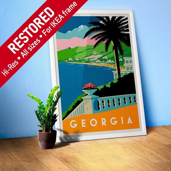 Georgia/Sakartvelo/საქართველო — retro travel poster, vintage travel art, retro travel wall art