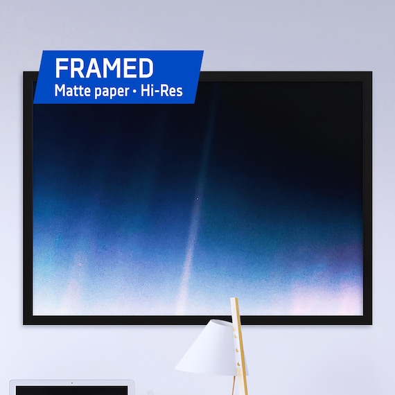 Pale Blue Dot poster, NASA Voyager 1 (2020 revis.) — Framed matte paper poster. Space poster, science art print, nerdy gift for space lovers