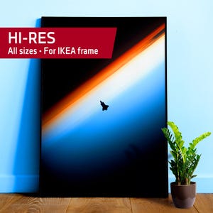 NASA Space shuttle Endeavour silhouette over Earth, STS-130 — space poster, space wall art, photo poster, NASA print, space lovers decor