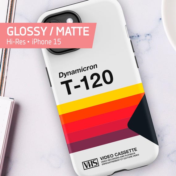 VHS cassette case · T-120 [retrowave/vaporwave] — Tough Case for iPhone (iPhone 15 case, Glossy/Matte), 80s iPhone case, retro phone case