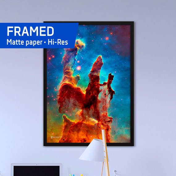 The Pillars of Creation. Eagle Nebula (M16,NGC 6611), NASA Hubble Space Telescope — Framed matte paper poster. Space poster, space photo art