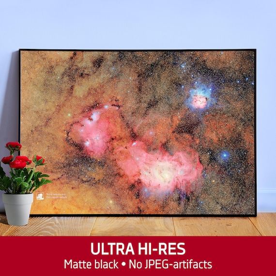 Trifid and Lagoon Nebula Poster – Vera C. Rubin Observatory Print. Astronomy Wall Art, Deep Space Poster, Galaxy Decor