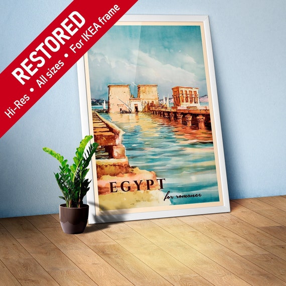 Egypt for romance, 1950s (River Nile, Felucca Boats) — retro vintage travel poster, retro travel art, retro travel wall art