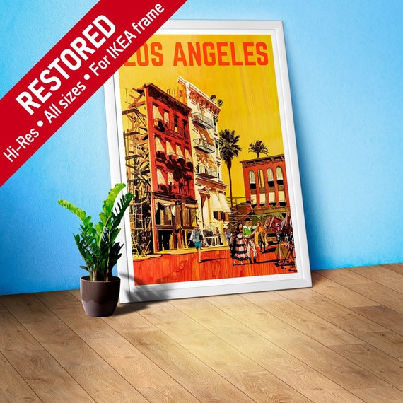Los Angeles, USA, Hollywood, 1960s — retro vintage travel poster, retro travel art, retro travel wall art