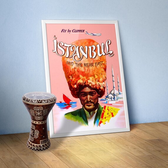 Istanbul, Turkey, 1950s — retro vintage travel poster, retro travel art print, vintage wall decor