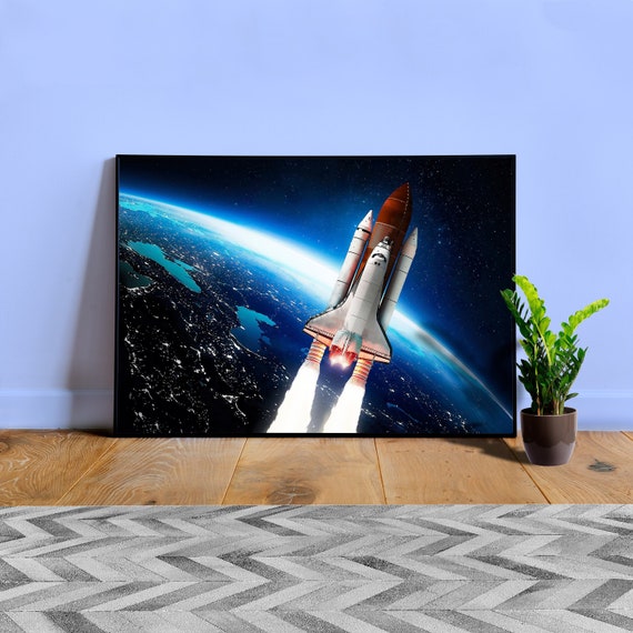 NASA Rocket Launch Poster — NASA rocket launch wall art, real shuttle photo print, orbit mission decor, astronaut gift
