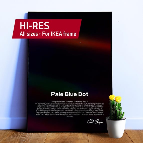 Pale Blue Dot poster, NASA Voyager 1, 1990 — Space poster. Science art print, wall decor and NASA poster, real vector art