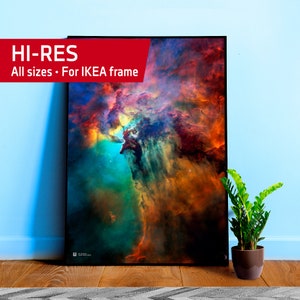 Lagoon Nebula, M8, NGC 6523, NASA Hubble Space Telescope — space poster, science poster, space photo, abstract poster
