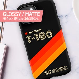 VHS cassette case · T-180 [retrowave/vaporwave] — Tough Case for iPhone 16/15/14/13 (Glossy/Matte). 80s iPhone case. Retro phone case