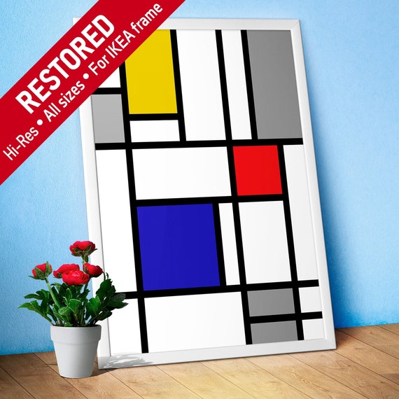 Mondrian poster. Compositions in White, Black, Red & Blue, 1921 — Piet Mondrian art print, Abstract Home Decor, vintage poster, retro poster