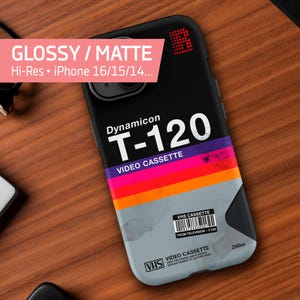VHS cassette case ◾ T-120 [retrowave/vaporwave] — Tough Case for iPhone 16/15/14/13 (Glossy/Matte). 80s iPhone case. Retro phone case