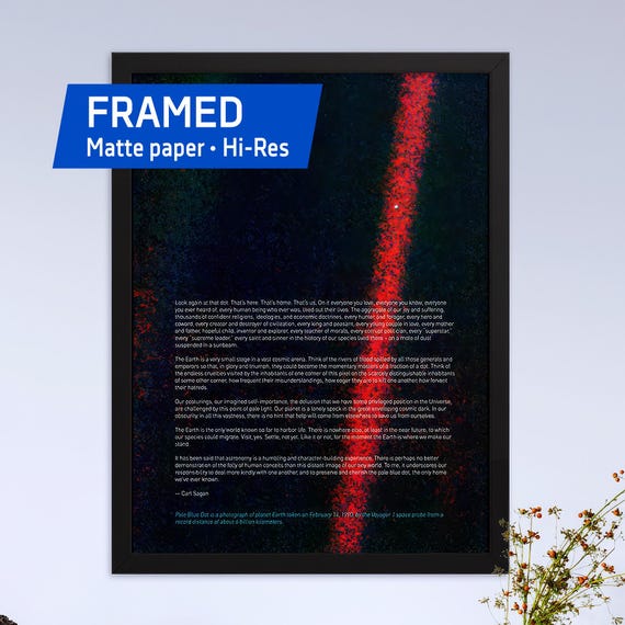 Pale Blue Dot poster, NASA Voyager 1 & astronomy quote — Framed poster. Space poster, science poster, wall decor, photo poster, NASA poster