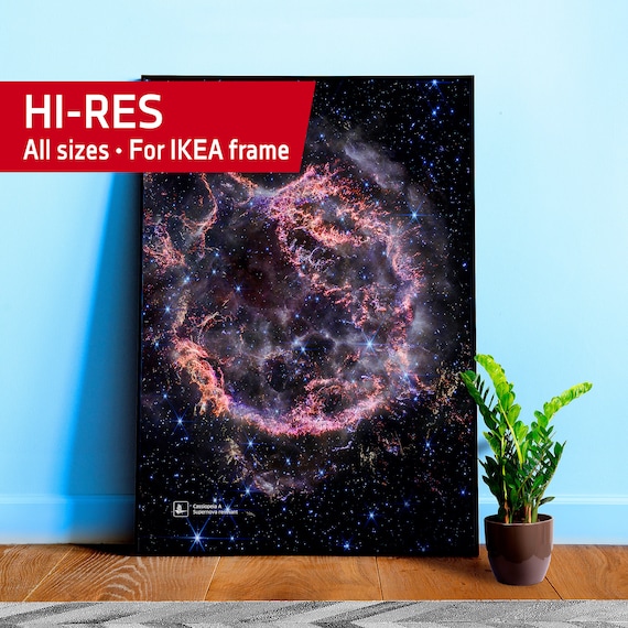 JWST: Cassiopeia A (NIRCam Image), Supernova remnant (James Webb/JWST) — space poster, science poster, space photo, space art, jwst picture