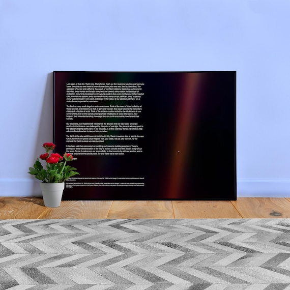 Pale Blue Dot poster, NASA Voyager 1 art print — Space poster, science art print, Carl Sagan quote wall decor, astronomy home print