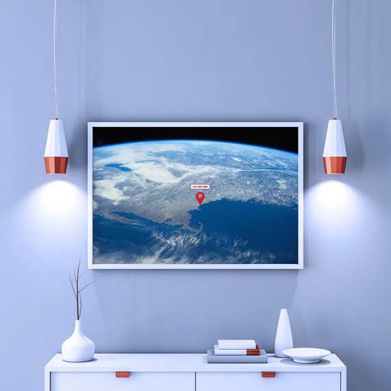 You are here: Earth orbit (Cape Cod - USA) — space poster, science poster, galactic map, space map