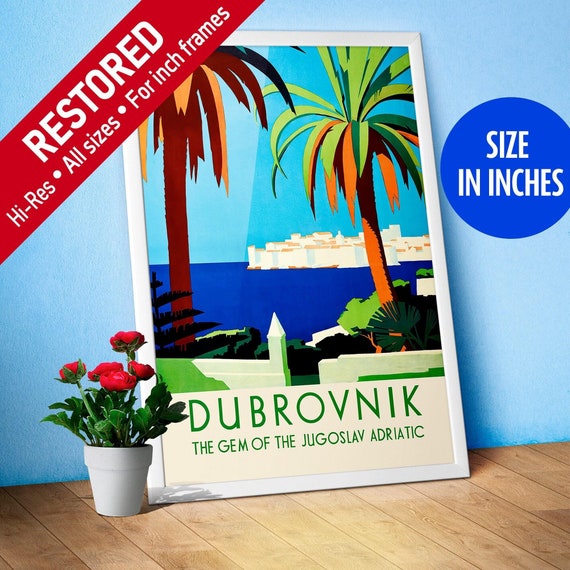 Dubrovnik, Yugoslavia, Adriatic 1930s — retro travel poster, vintage travel art, retro travel wall art [inches]