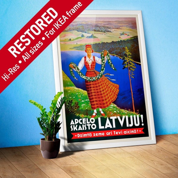 Latvia poster, Jurmala, Liepaj, 1934 — retro travel poster, vintage travel art, retro travel wall art, retro travel print