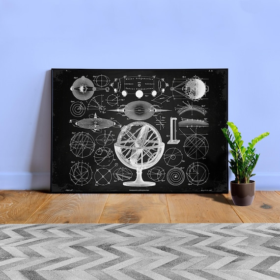 Celestial globe. Star map poster — space poster, vintage astronomy poster, vintage retro poster, cosmic vintage chart, constellations