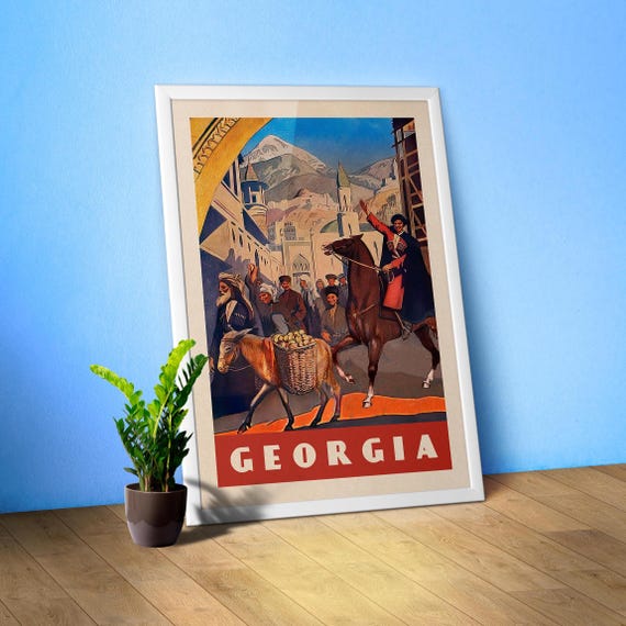 Friendly Georgia/Sakartvelo/საქართველო, 1930s — retro travel poster, vintage travel art print, retro travel wall decor